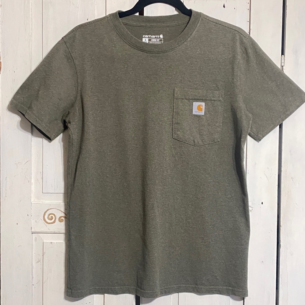 Carhartt Kids Loose Fit Pocket T-Shirt Olive Green Heather Youth S 4-6